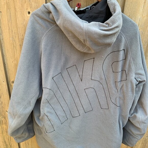 Vintage Nike Reversible Jacket Fleece Big Logo XL Gray/Black - Picture 9 of 13